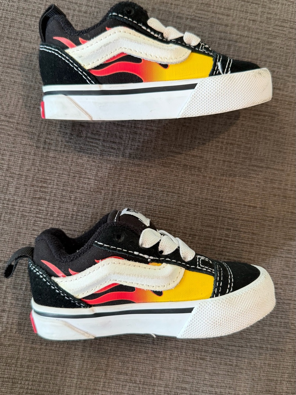 Vans Kids Black Sneakers with Yellow & Red Flame Detail - Picture 8 of 11